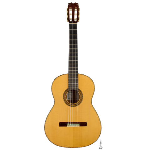 The front of a 2006 Conde Hermanos "Felipe V" flamenco guitar made of spruce and cypress