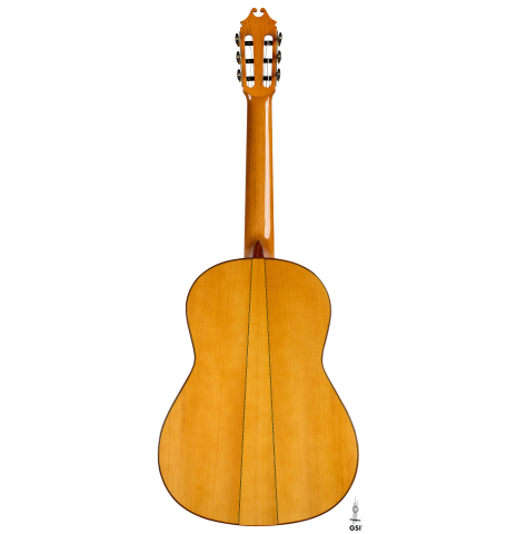 The back of a 2025 Juan Hernandez "Flamenca Profesional" flamenco guitar made of spruce and cypress