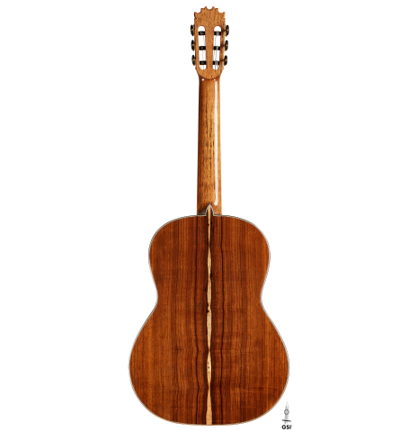 The back of a 2024 Wolfgang Jellinghaus "Flamenca Negra" flamenco guitar made of spruce and granadillo