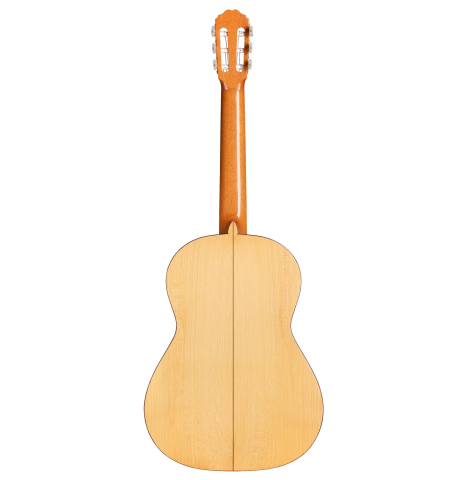 The back of a Loriente "Carmen" flamenco guitar made with spruce top and cypress back and sides