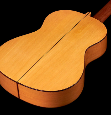 The back and sides of a 1990 Antonio Marin Montero flamenco guitar made of spruce and cypress