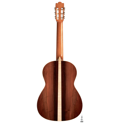 The back of a 2006 Rafael Moreno Rodriguez &quot;Negra&quot; flamenco guitar made of spruce and CSA rosewood.