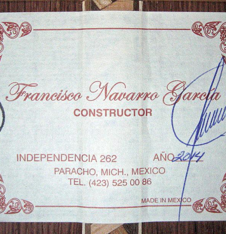 2014 Francisco Navarro Garcia "Reyes Negra" SP/PE