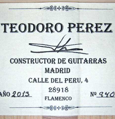 2013 Teodoro Perez "Flamenco Blanca" SP/CY