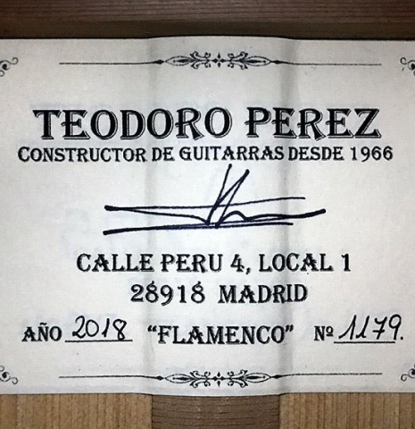 2018 Teodoro Perez "Flamenco Blanca" SP/CY