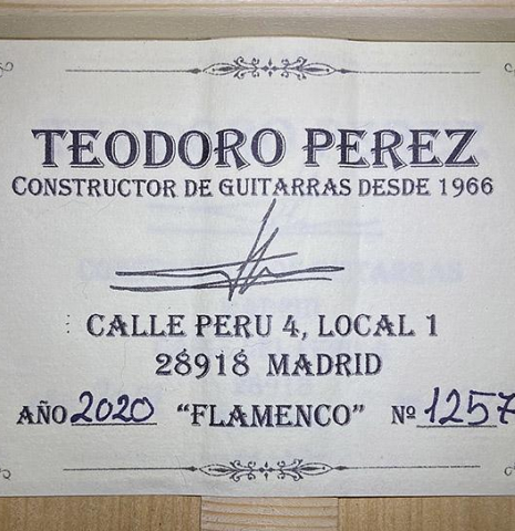 2020 Teodoro Perez "Flamenco Blanca" SP/CY