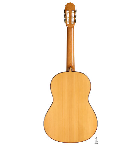 The back of a 2026 Teodoro Perez "Flamenco Blanca" guitar made of spruce and cypress