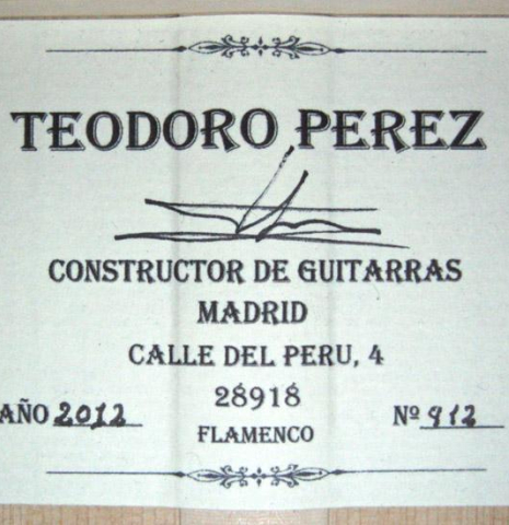 2012 Teodoro Perez "Flamenco Blanca" SP/CY