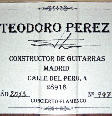 2013 Teodoro Perez "Flamenco Negra" SP/AR