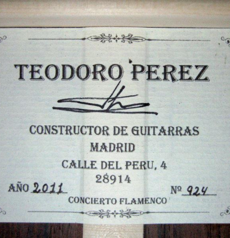 2011 Teodoro Perez "Flamenco Negra" SP/AR