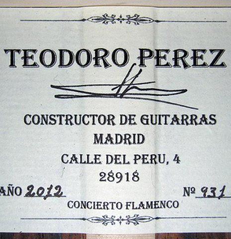 2012 Teodoro Perez "Flamenco Negra" SP/AR