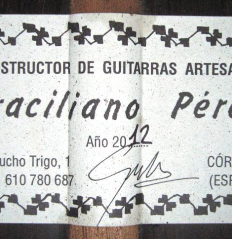 2012 Graciliano Perez "Negra" CD/CSAR