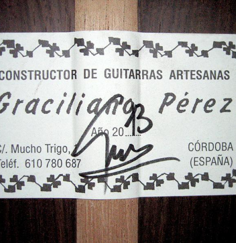 2013 Graciliano Perez "Negra" SP/HR (ex Fareed Haque)