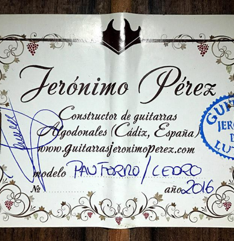 2016 Jeronimo Perez "Negra" CD/PF