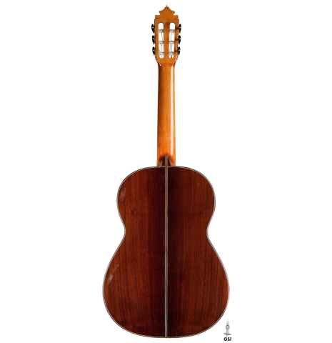 The back of a 2013 Graciliano Perez "Negra" flamenco guitar (ex Fareed Haque) made of spruce and Honduran rosewood