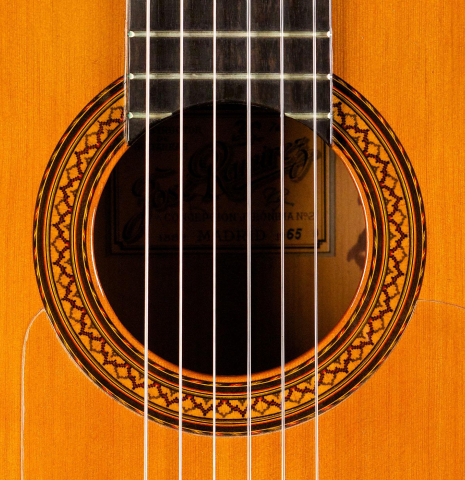 The rosette of a 1965 Jose Ramirez "1aF AM" flamenco guitar made of cedar and cypress