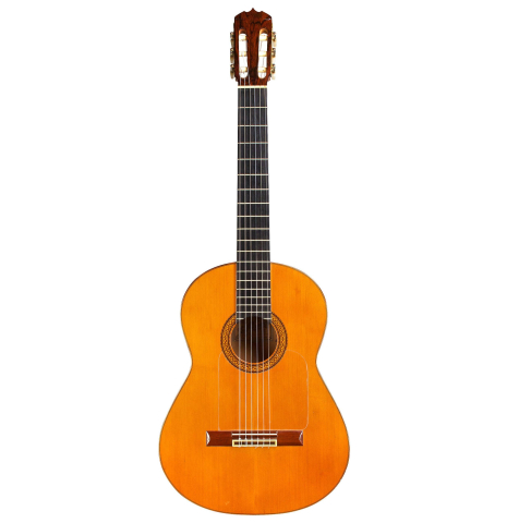 The front of a 1965 Jose Ramirez "1aF AM" flamenco guitar made of cedar and cypress