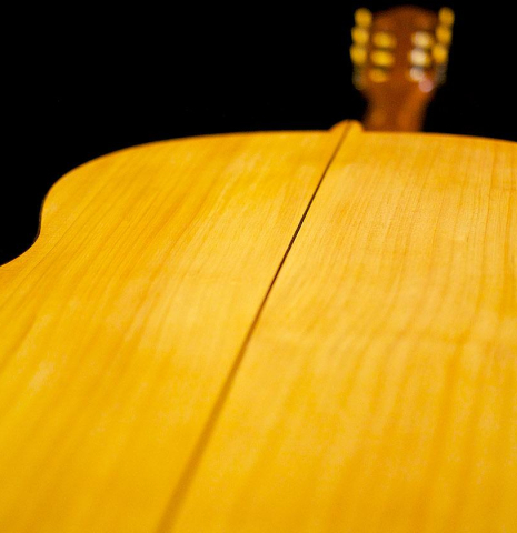 The back and sides of a c. 1912 Manuel Ramirez flamenco guitar made with spruce and cypress