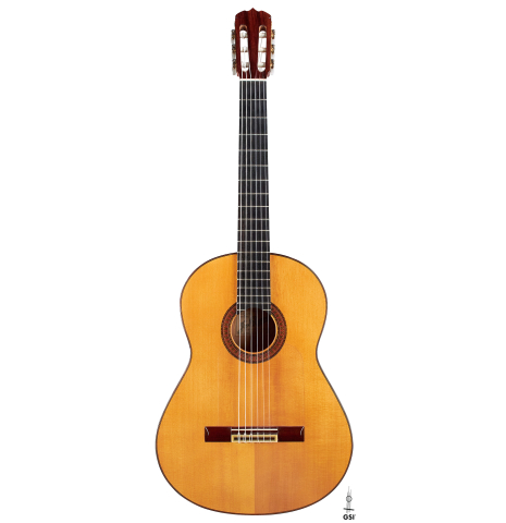 The front of a 1963 Jose Ramirez &quot;2aF MM&quot; flamenco guitar made with spruce and cypress