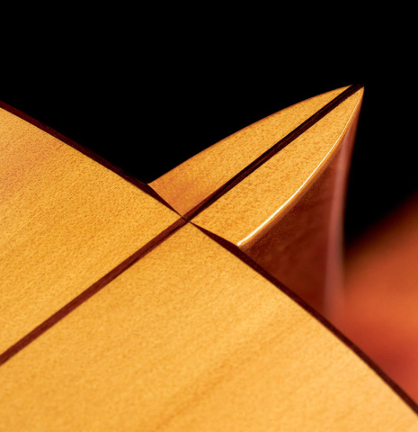 The heel of a 1963 Jose Ramirez &quot;2aF MM&quot; flamenco guitar made with spruce and cypress