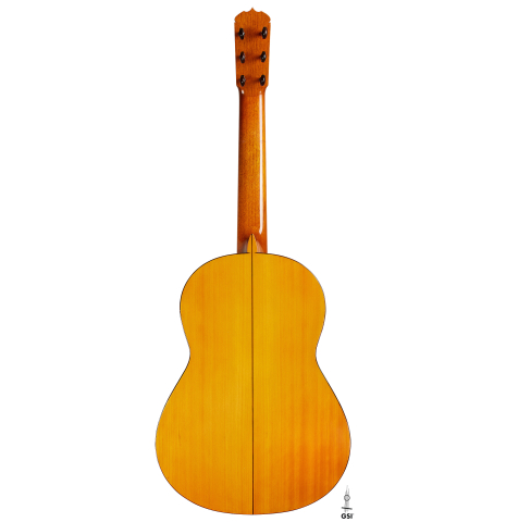 The back of a 1970 Jose Ramirez "1aF AM" flamenco guitar made of cedar and cypress