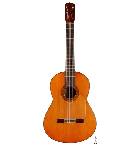 The front of a 1970 Jose Ramirez "1aF AM" flamenco guitar made of cedar and cypress