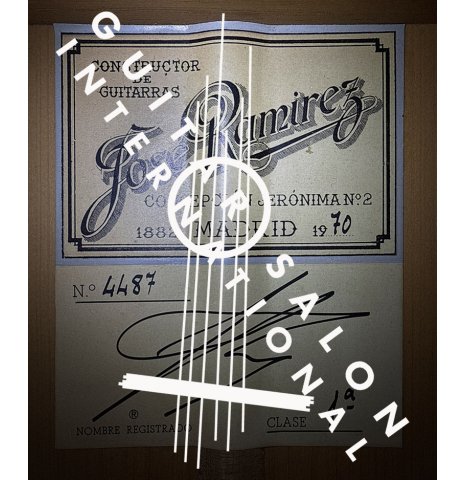 The label of a 1970 Jose Ramirez "1aF AM" flamenco guitar made of cedar and cypress