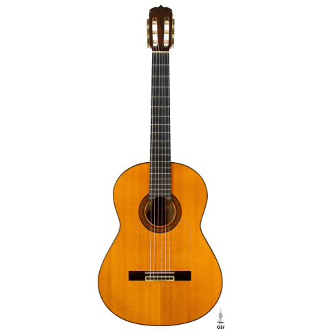 The front of a 1964 Jose Ramirez "1aF MM" flamenco guitar made of spruce and cypress