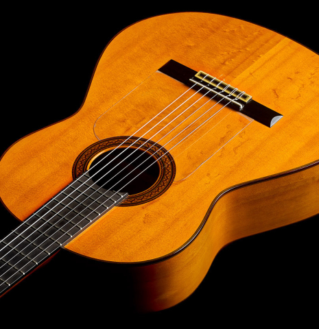 The soundboard and sides of a 1964 Jose Ramirez "1aF MM" flamenco guitar made of spruce and cypress