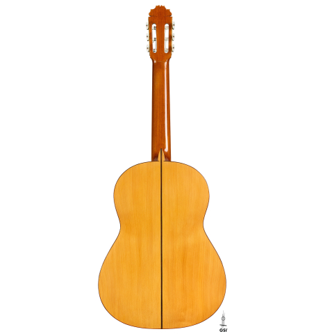 The back of a 1983 Manuel Reyes flamenco guitar (ex John Dearman) made of spruce and cypress