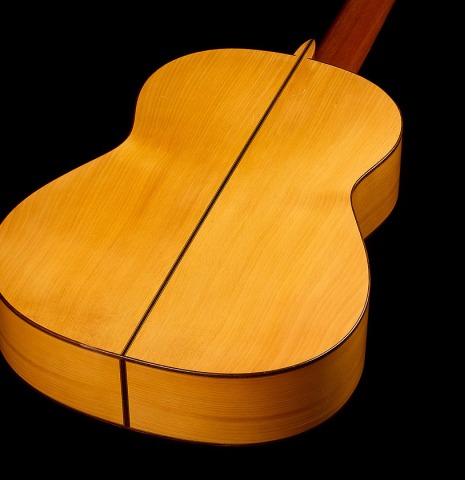 The back and sides of a 1983 Manuel Reyes flamenco guitar (ex John Dearman) made of spruce and cypress