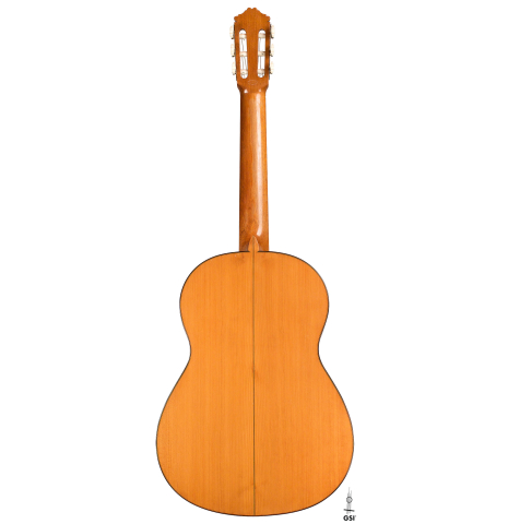The back of a 1968 Miguel Rodriguez flamenco guitar made of cedar and cypress