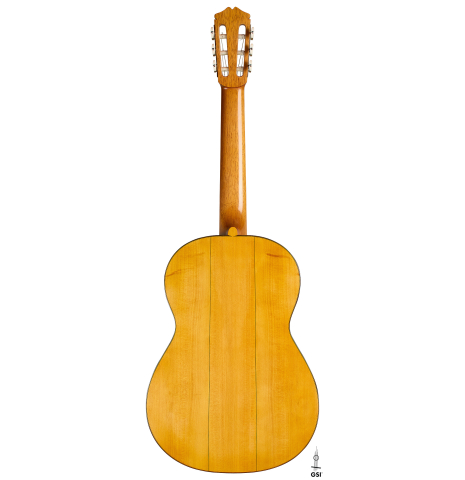 The back of a 2025 Rojas &amp; Sanzol flamenco guitar made of spruce and cypress