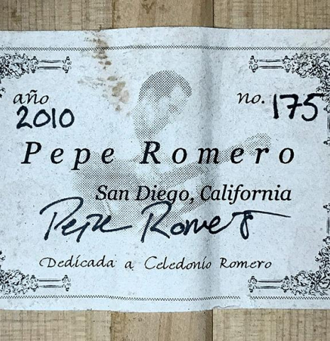 2010 Pepe Romero "Blanca" w/pegs SP/CY