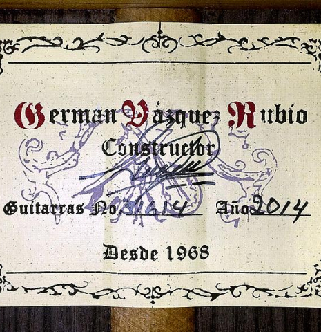 2014 German Vazquez Rubio "Concert Negra" w/Pegs SP/IN