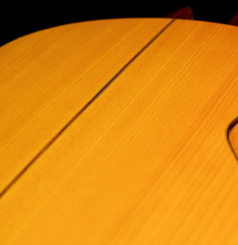 The back of a 2005 German Vazquez Rubio &quot;Almeria&quot; flamenco guitar made with spruce and cypress.