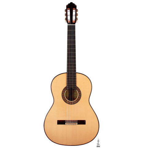 Front of a 2022 German Vazquez Rubio Concert Flamenco Blanca guitar