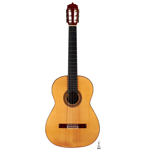 The front of a 2010 Tomatito &quot;La Chanca&quot; (AFP) flamenco guitar made of spruce and cocobolo