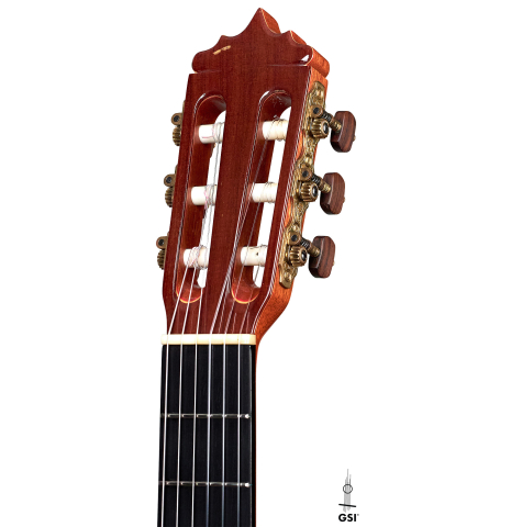 The headstock of a 2010 Tomatito &quot;La Chanca&quot; (AFP) flamenco guitar made of spruce and cocobolo