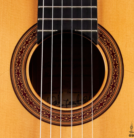 The rosette of a 2010 Tomatito "La Chanca" (AFP) flamenco guitar made of spruce and cocobolo