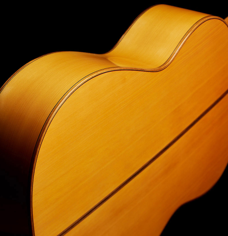 The back and sides of a 2009 Tomatito "La Chanca" flamenco guitar made of spruce and cypress