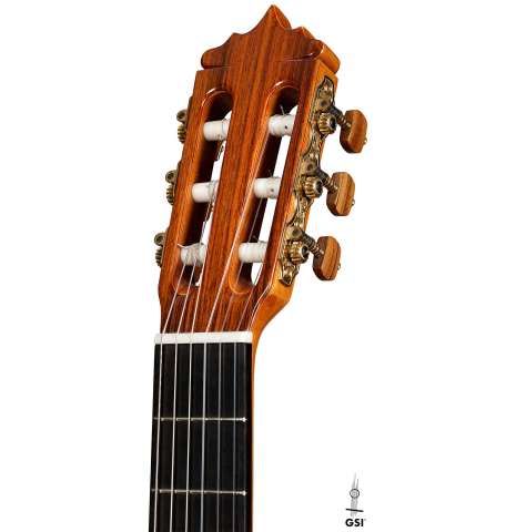 The headstock of a 2009 Tomatito "La Chanca" flamenco guitar made of spruce and cypress