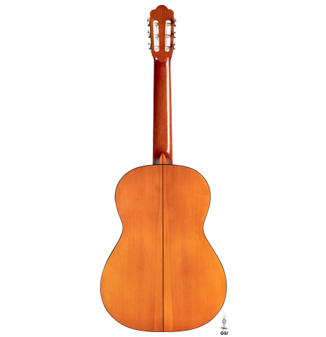 The back of a 1969 Manuel Velazquez "Flamenco Blanca" guitar made of spruce and cypress