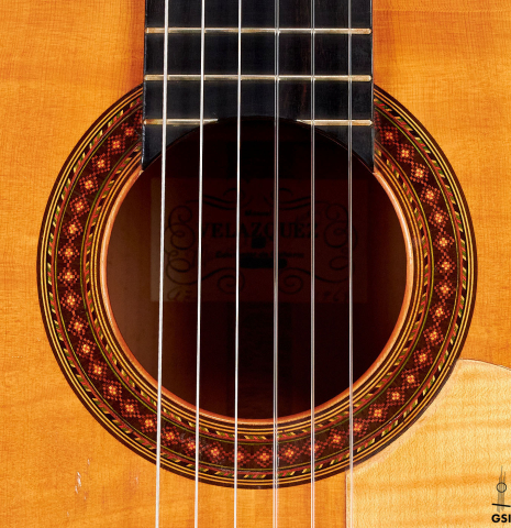 The rosette of a 1969 Manuel Velazquez "Flamenco Blanca" guitar made of spruce and cypress