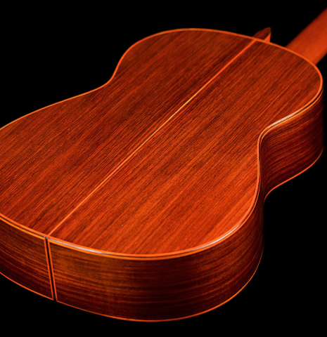 The back and sides of a 1996 Conde Hermanos &quot;AF 25&quot; flamenco guitar made with spruce and Indian rosewood