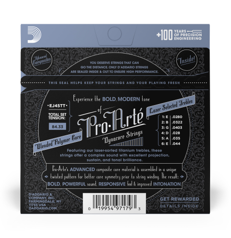 D'Addario "Pro Arte" Dynacore (EJ45TT) Normal Tension, Titanium Trebles