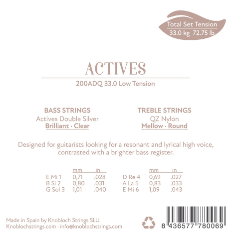 Knobloch "Actives" Double Silver QZ Nylon Medium-Low Tension 200ADQ