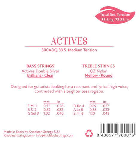 Knobloch "Actives" Double Silver QZ Nylon Medium Tension 300ADQ
