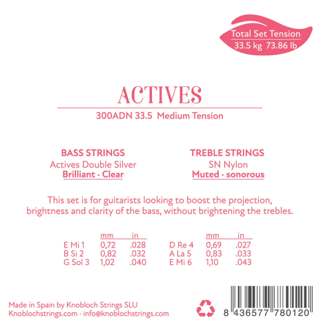Knobloch "Actives" Double Silver SN Nylon Medium Tension 300ADN