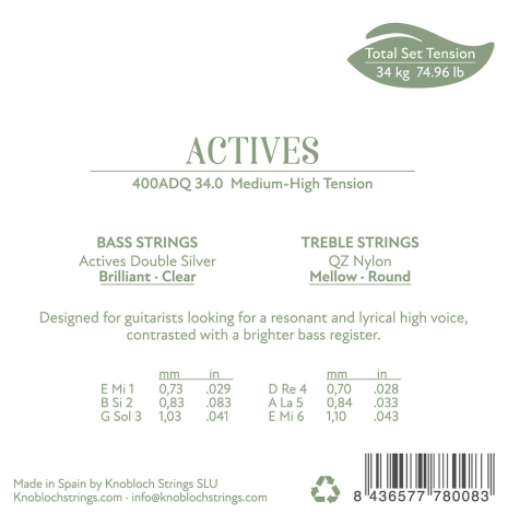 Knobloch "Actives" Double Silver QZ Nylon Medium High Tension 400ADQ
